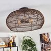 hofstein Deckenleuchte moderne Deckenlampe aus Metall/Rattan in Schwarz/Dunkelbraun, ohne Leuchtmittel, Boho-Design Deckenleuchte,Lichteffekt, Ø50cm, 3xE27, ohne Leuchtmittel Bild 2