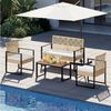 Woltu Gartenlounge-Set, (4-tlg), Gartenmöbel mit 1 Sofa 2 Sessel 1 Couchtisch und Kissen, Rattan-Optik Bild 4