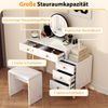 Schminktisch mit Beleuchtung Frisiertisch mit abnehmbarem Spiegel 3 Beleuchtungsmodi 5 Schubladen Weiß Bild 5