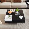 Couchtisch aus Spanplatte in Hochglanz mit abnehmbarer Aufbewahrungsbox & LED, 72x72x30 cm, Schwarz Bild 5