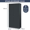 Aktenschrank abschließbar KUBA - Schiebetüren, 5 Ebenen | Büroschrank aus Stahl Metallschrank Werkstatt Mehrzweckschrank Werkzeugschrank, 185x90x40cm Anthrazit Bild 2