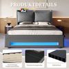 Polsterbett 140x200 cm Samt mit LED, USB-C, Kopfteil-Ablage, Nachtlicht, Hydraulik-Stauraum, ergonomisch,Dunkelgrau Bild 5