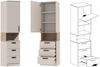Marmex Möbel Grant 14C Ein Schrank-Set, zwei Büchrregale, Eckkleiderschrank, Schlafzimmer-Set, laminierte Spanplatte, graubeige cashmere+cremona torro, 143x235x143 cm Bild 3