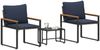vidaXL Möbelsets mit Kissen 3 pcs Grau und Marineblau Rattan 42026949 Bild 3