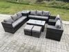 Fimous Rattan Gartenmöbel Lounge Sofa Set im Freien mit länglichem rechteckigem Couchtisch 2-teiligem Arm Stuhl Beistelltisch 2-Hocker Bild 2