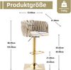 Barhocker Samt, 360° drehbar & höhenverstellbar, 53x51x87-105 cm, elfenbeinfarben Bild 5