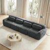 4-Sitzer Wohnlandschaft H 73 x T 378 x B 104 cm aus Plüschstoff in Grau, modular und rahmenlos Bild 2