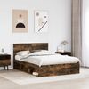 vidaXL Bettrahmen Geräucherte Eiche 135 x 190 cm Massives Kiefernholz 3410613 Bild 3