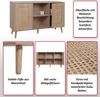 Sideboard HWC-M42, Schrank Kommode Highboard, Staufächer, Kubu Rattan Holz Melamin, Eiche-Optik Bild 2