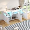 Merax Wohnzimmer-Sideboard, Kommode mit 3 Türen, Hochglanz-Wohnzimmerschrank mit LED-Lichtleiste, Transparentes Acrylgehäuse, Schrank mit 7 Ablagefächern, Weiß Bild 5
