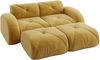 2-Sitzer Sofa 204x171x76 cm aus Chenille-Stoff rahmenlos modular mit 2 Hockern, gelb Bild 5