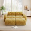 2-Sitzer Sofa 204x171x76 cm aus Chenille-Stoff rahmenlos modular mit 2 Hockern, gelb Bild 2
