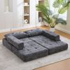 Schlafsofa mit klappbarer Sitzfläche, Chenille grau, Kopf- und Lendenkissen, hochdichter Schaum,79*79*57 cm Bild 3