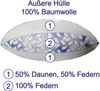 Hochwertiges 3-Kammer Kopfkissen in 40x80cm ( Feder / Daunen Füllung ) mit Bezug aus 100% Baumwolle, mit Daunen und Federn aus den bayrischen Bergen Bild 3