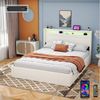 oyajia Polsterbett Stauraumbett Doppelbett LED, PU-Kunstleder (Type-C + USB, Hydraulisch hebbarer Stauraum), Modernes Jugendbett, Leises Design Bett, Max. Belastbarkeit 365 kg Bild 2