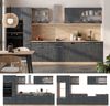 Küchenzeile R-Line Schwarz Beton/Goldkraft Eiche 350 cm ohne Arbeitsplatte Vicco Bild 2
