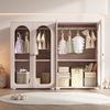 Merax 2-türiger Kleiderschrank, Lackkleiderschrank, Schlafzimmer-Aufbewahrungsschrank, Kinderkleiderschrank, mit Kleiderstange, Acryl-Transparenttüren, Keramikgriffen, Babyrosa, 2er-Set, 160×50×120 cm Bild 3