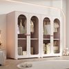 Merax 2-türiger Kleiderschrank, Lackkleiderschrank, Schlafzimmer-Aufbewahrungsschrank, Kinderkleiderschrank, mit Kleiderstange, Acryl-Transparenttüren, Keramikgriffen, Babyrosa, 2er-Set, 160×50×120 cm Bild 2