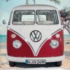 Skybrands Volkswagen Bettwäsche VW Bulli T1 Palmen Rot Renforcé 135 x 200 + 80 x 80 cm Bild 4