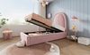 Polsterbett Samt mit Stauraum & Lattenrost, 90x200 cm, Rosa, ohne Matratze Bild 3