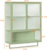 Wandregal mit 60cm Glas Türen Grüner 2-Türiger Schrank mit Offenem Regal und Handtuchhalter Bild 5