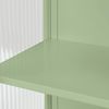 Wandregal mit 60cm Glas Türen Grüner 2-Türiger Schrank mit Offenem Regal und Handtuchhalter Bild 4