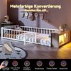 Kinderbett mit LED-Streifen, Regal, Zaun, Lattenrost und Tür, 90x200 cm, Einzelbett mit Rausfallschutz, Metallbett Bild 4