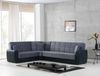 Dmora Schlafsofa mit Halbinsel Gaillardia, Ecksofa mit Stauraum aus Kunstleder und Stoff, Sofa mit Klick-Klack-Öffnung, 305 x 238 x 91 cm, Schwarz und Grau Bild 2