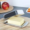 WestCraft Butterdose Metall Edelstahl Küchen Butterdose Porzellan 250 Gramm (silber), Edelstahl, (2-tlg), Alltagsbeständig, für grosses Stück Butter Bild 2