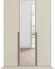 rauch Kleiderschrank Alba, Drehtürenschrank, Garderobenschrank, 3-türig, mit Spiegel, mit 2 Kleiderstangen, 2 Einlegeböden und Schubladeneinsatz, Farbe Champagner, Beige, Griffstange Grau metallic, Schwarz, 136x197x54cm Bild 2