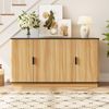 Sideboard 4-türig, vertikale Riffelung, Holzoptik, Schrank für Wohnzimmer, Flur, Esszimmer, Stauraum Bild 4