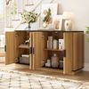 Sideboard 4-türig, vertikale Riffelung, Holzoptik, Schrank für Wohnzimmer, Flur, Esszimmer, Stauraum Bild 5