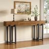 Tribesigns Konsolentisch 160x30cm Landhaus Flurtisch Eiche Optik Metallgestell Bild 5