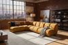 KAWOLA Modulsofa LAYLA Ecksofa 4 Module 2 Armlehnkissen Velvet gelb 74 x 213 x 305 cm Bild 4