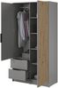 Bettso 'NELLY' Kleiderschrank mit Lamellen und Spiegel, Holzwerkstoff Grau 200x51x105 cm Bild 2