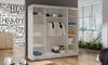 Kleiderschrank Basti X 200 cm - Schwebetürenschrank mit Kleiderstange und Einlegeboden, Schlafzimmerschrank mit 2 Türen, Schiebetürenschrank 200x215x58 cm (Weiß/Schwarz) Bild 3