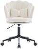 Flieks Drehstuhl mit Rollen Bürostuhl höhenverstellbar (mit schmetterlingsförmiges Lendenkissen und blütenblattförmige Rückenlehne, B55/T62/H73-63 cm), Schminktischstuhl Schreibtischstuhl Ankleidestuhl Samt Bild 4