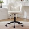 Flieks Drehstuhl mit Rollen Bürostuhl höhenverstellbar (mit schmetterlingsförmiges Lendenkissen und blütenblattförmige Rückenlehne, B55/T62/H73-63 cm), Schminktischstuhl Schreibtischstuhl Ankleidestuhl Samt Bild 2