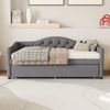 Merax Schlafsofa mit Ausziehbett, Leinenbezug grau, 90x200 cm / 90x190 cm Bild 2