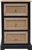 Kommode HWC-K87, Schubladenschrank Schrank, Holz Rattan 63x40x28cm ~ schwarz, naturfarben Bild 5