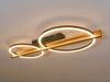 Große LED Deckenleuchte TOVAK flach, Holzbalken mit Metallringen, Breite 76cm Bild 3