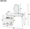 Schminktisch mit LED-Spiegel und Beleuchtung - Weißes Schminktisch-Set für Schlafzimmer mit 5 geräumigen Schubladen - Weiß, Maße: H 127 x T 40 x B 100 cm (ohne Hocker) Bild 5