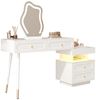 Schminktisch mit LED-Spiegel und Beleuchtung - Weißes Schminktisch-Set für Schlafzimmer mit 5 geräumigen Schubladen - Weiß, Maße: H 127 x T 40 x B 100 cm (ohne Hocker) Bild 1