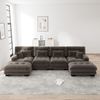 4-Sitzer modulares Ecksofa H 81 x T 406 x B 145 cm aus Chenille in Braun mit beweglichen Ottomane Bild 2