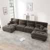 4-Sitzer modulares Ecksofa H 81 x T 406 x B 145 cm aus Chenille in Braun mit beweglichen Ottomane Bild 3