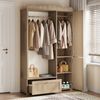 Garderobenschrank mit Spiegel & Offener Kleiderständer – ,Kompaktgarderobe,Praktische Aufbewahrung mit Schublade & 2 Türen, Ideal für Schlafzimmer & Flur Bild 3