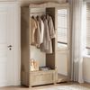 Garderobenschrank mit Spiegel & Offener Kleiderständer – ,Kompaktgarderobe,Praktische Aufbewahrung mit Schublade & 2 Türen, Ideal für Schlafzimmer & Flur Bild 2