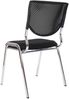 4er-Set Besucherstuhl T401, Konferenzstuhl stapelbar, Stoff/Textil ~ Sitz schwarz, Füße chrom Bild 4