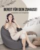 PATCH HOME 2 in 1 Sitzsack Sessel – Ø155 cm – Anthrazit, bequemer Sitzsack aus Luxus-Polyester-Gewebe, bereits befüllt Bild 2