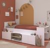 Hochbett >Cleo 1< Stauraum, Liegefl. 90x200, Weiss / Eiche Dekor - 241x116x90cm (LxBxH) Bild 4